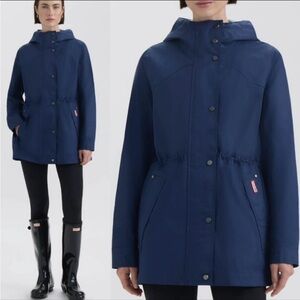 HUNTER Adela Classic Midnight Blue Waterproof Rain Jacket w/ Hood size L